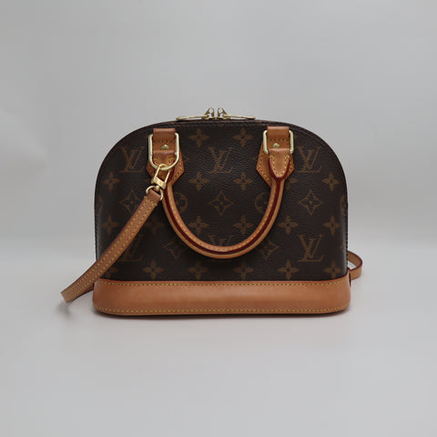 Pre-Owned #30438 #304038 Louis Vuitton Monogram Alma BB 2Way Crossbody Hand Bag Brown M53152