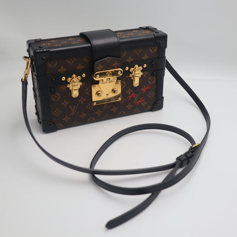 Pre-Owned #14858 Louis Vuitton Monogram Petite Malle Shoulder trunk Crossbody Clutch Bag M44199